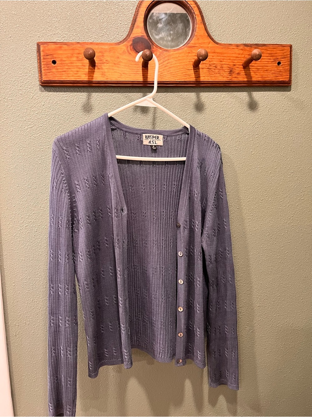Kasper Women's Lavender Openwork Button Cardigan